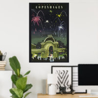 Vintage Copenhagen Illustration Travel Poster