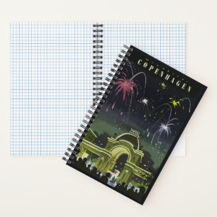 Vintage Copenhagen Illustration Travel Poster Notebook