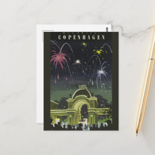 Vintage Copenhagen Illustration Travel Poster Postcard