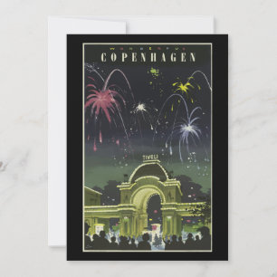 Vintage Copenhagen Travel Poster, Card