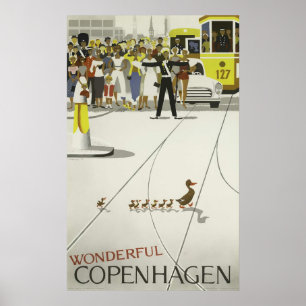 Vintage Copenhagen Travel Poster, Retro Poster