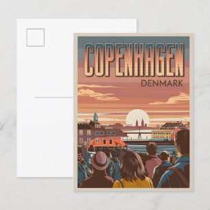 Vintage Copenhagen travel tourists sunset gifts Postcard