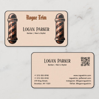 Vintage Copper Barber Pole Business Card