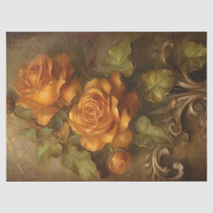 Vintage copper French roses dusty orange faux gold Tissue Paper