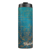 Vintage Copper Patina with Turquoise Calligraphy