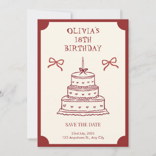Vintage Coquette 18th Birthday Save the Date Invit Invitation