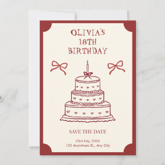 Vintage Coquette 18th Birthday Save the Date Invit Invitation