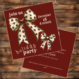 Vintage Coquette Bow Holiday Invitation 