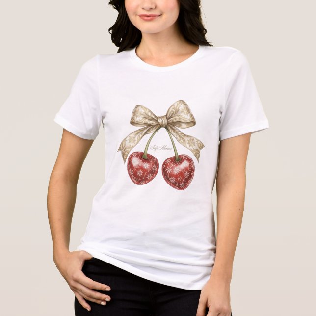 Vintage Coquette Cherry Bow Soft Mama Shirt (Front)