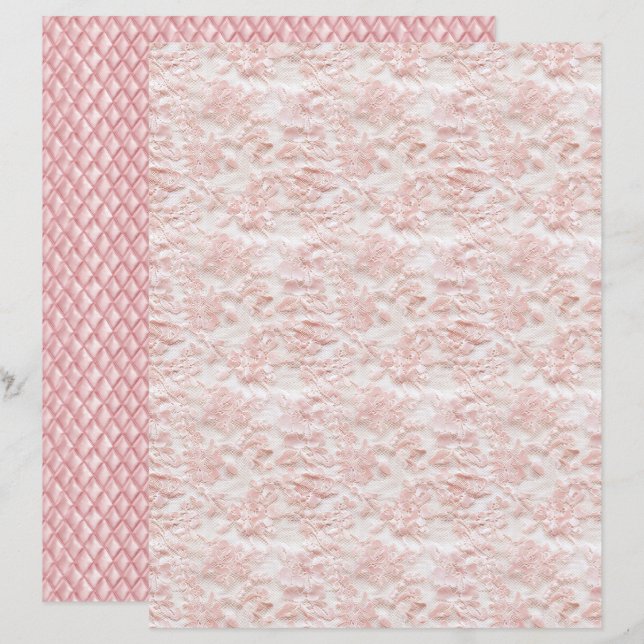 Vintage Coquette Floral Lace Scrapbook Paper (Front/Back)