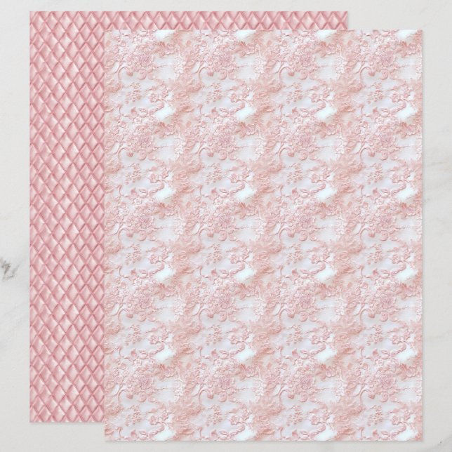 Vintage Coquette Floral Lace Scrapbook Paper (Front/Back)