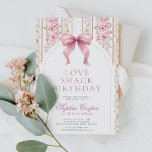 Vintage Coquette Pink Bow Love Shack Birthday Invitation<br><div class="desc">Vintage Coquette Pink Bow Love Shack Birthday Invitation</div>