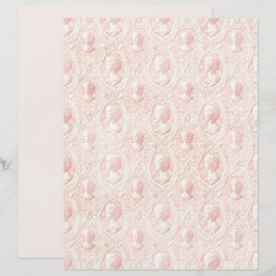 Vintage Coquette Pink Cameo Scrapbook Paper