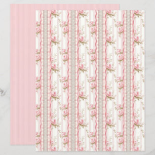 Vintage Coquette Rose Floral Paper Sheet