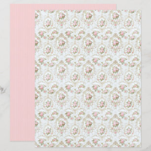 Vintage Coquette Rose Floral Paper Sheet