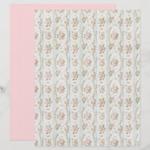 Vintage Coquette Rose Floral Paper Sheet