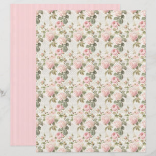 Vintage Coquette Rose Floral Paper Sheet