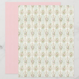 Vintage Coquette Rose Floral Paper Sheet