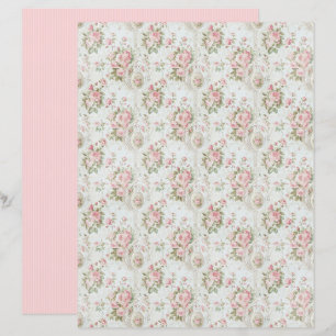 Vintage Coquette Rose Floral Paper Sheet