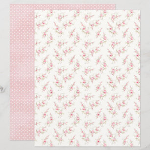 Vintage Coquette Rose Floral Scrapbook Paper Sheet