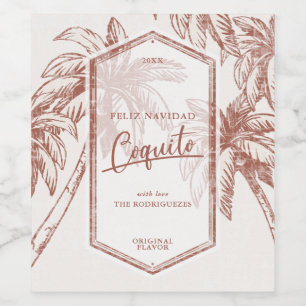 Vintage Coquito Tropical Palm Tree Wine Label