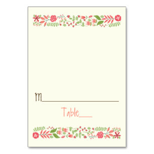 Vintage coral peach floral wedding escort card