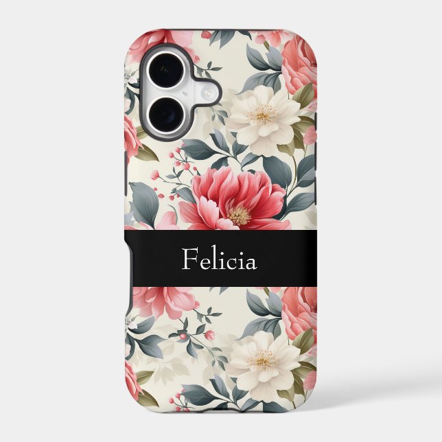 Vintage Coral Pink Floral (Back)