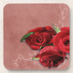 Vintage Coral Rose Coaster