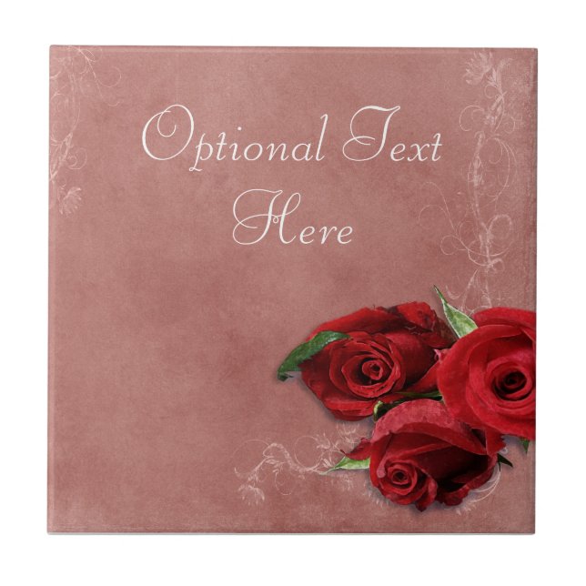 Vintage Coral Rose Tile (Front)