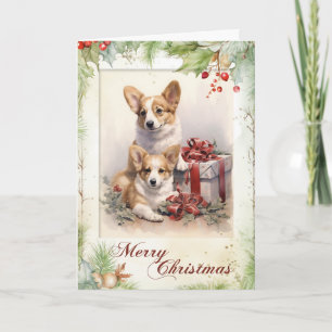 Vintage Corgi Christmas Holiday Card