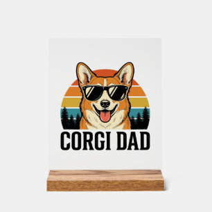 Vintage Corgi Dad Engraving Dog Lover Shirt Design Acrylic Sign