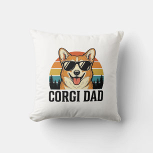 Vintage Corgi Dad Engraving Dog Lover Shirt Design Cushion