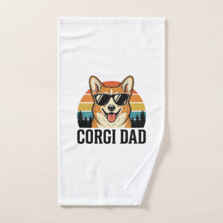 Vintage Corgi Dad Engraving Dog Lover Shirt Design Hand Towel