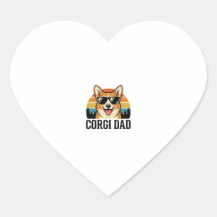 Vintage Corgi Dad Engraving Dog Lover Shirt Design Heart Sticker