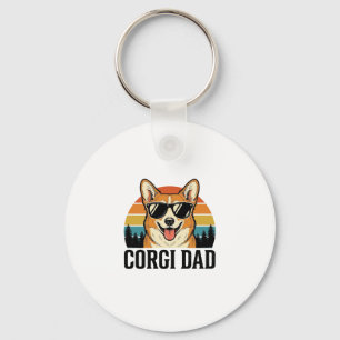 Vintage Corgi Dad Engraving Dog Lover Shirt Design Key Ring