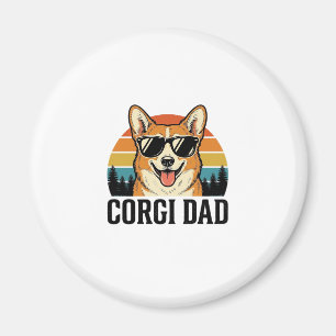 Vintage Corgi Dad Engraving Dog Lover Shirt Design Magnet
