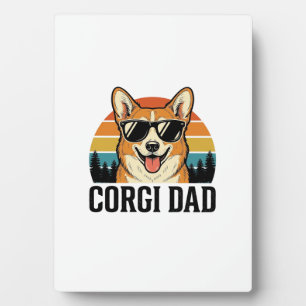 Vintage Corgi Dad Engraving Dog Lover Shirt Design Plaque