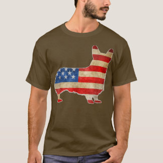 Vintage Corgi Dog American Flag 4th of July  T-Shirt