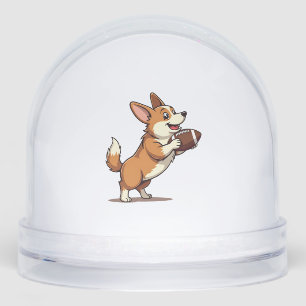 Vintage Corgi Football Dog Illustration Retro Spor Snowglobe