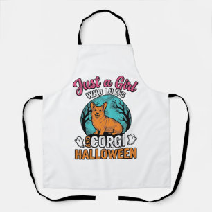 Vintage Corgi Halloween Girl Dog Lover Shirt Desig Apron