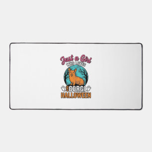 Vintage Corgi Halloween Girl Dog Lover Shirt Desig Desk Mat