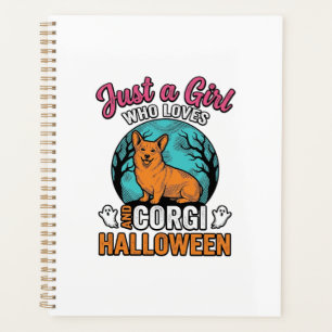 Vintage Corgi Halloween Girl Dog Lover Shirt Desig Planner