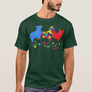 Vintage Corgi Puzzle Autism Awareness Dog Lover  T-Shirt