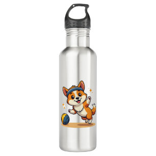 Vintage Corgi Volleyball Dog Vector Illustration S 710 Ml Water Bottle