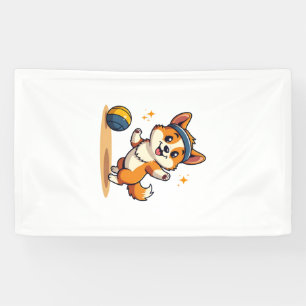 Vintage Corgi Volleyball Dog Vector Illustration S Banner