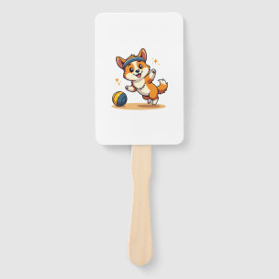 Vintage Corgi Volleyball Dog Vector Illustration S Hand Fan
