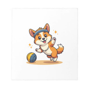 Vintage Corgi Volleyball Dog Vector Illustration S Notepad