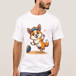 Vintage Corgi Volleyball Dog Vector Illustration S T-Shirt