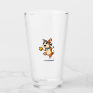 Vintage Corgi Volleyball Illustration Cute Dog Ath Glass
