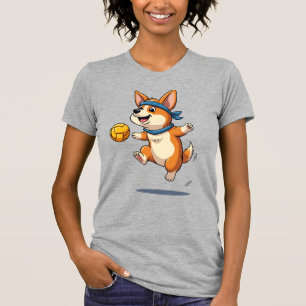 Vintage Corgi Volleyball Illustration Cute Dog Ath T-Shirt